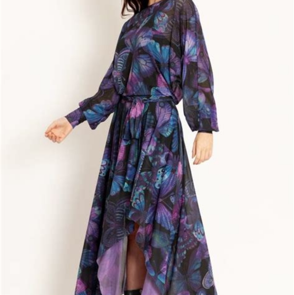 OOP BlackMilk Lilac Butterflies Sheer Dance Teacher Dress